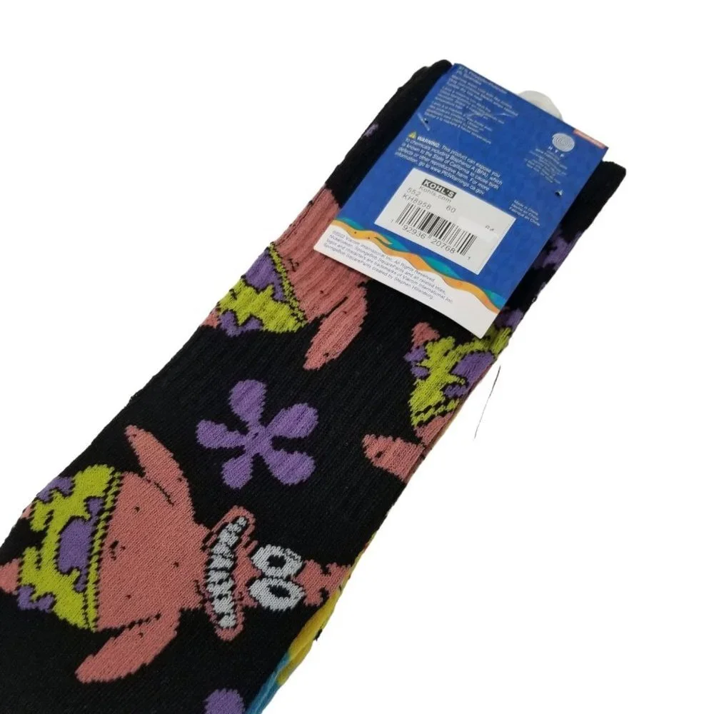 NWT Nickelodeon Sponge Bob Square Pants 2-Pairs UNISEX Casual Crew Socks Size 6-